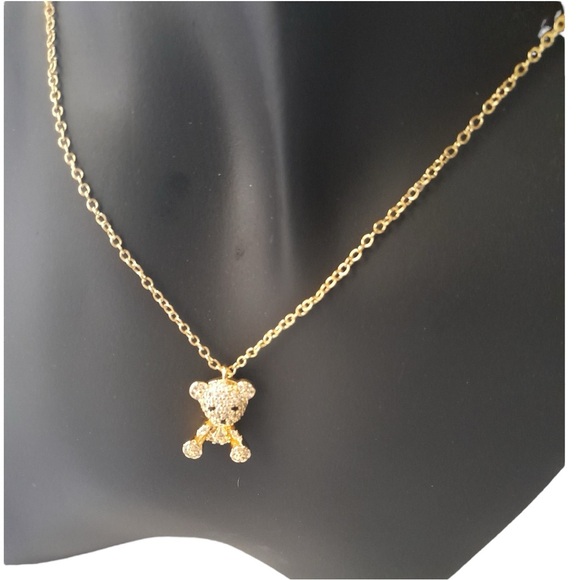 Goldtone Bear Pendant Necklace - Picture 2 of 6